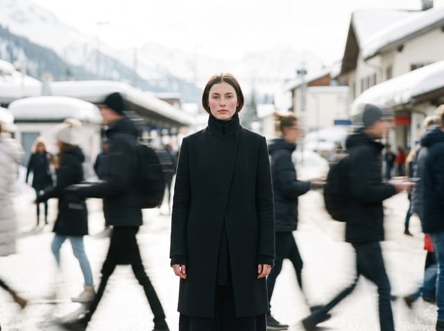 A high fashion magazine pictorial of an Alpine-looking wo…